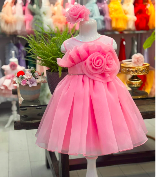 Elegant Pink Flower Girl Dress