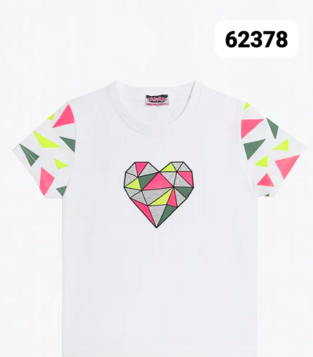 Geometric Heart Graphic Tee β Colorful Abstract Design White T-Shirt